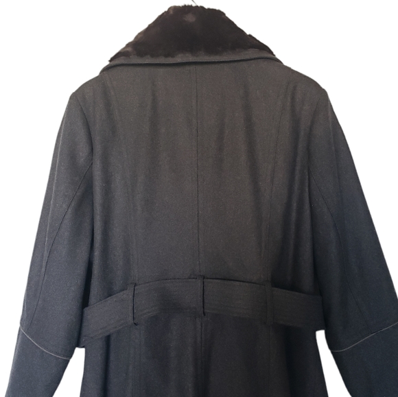 Miss Sixty M60 Womens Size 2X Black Wool Blend Button Front Belted Pea Coat - Picture 9 of 13